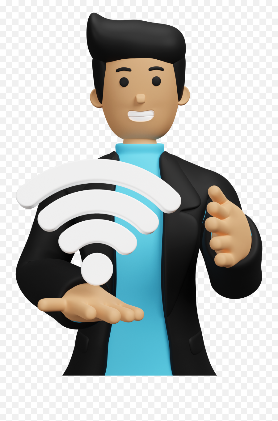 3d Illustration Of Man In Suit With Wifi Icon - Uplabs Worker Png,3d Man Icon