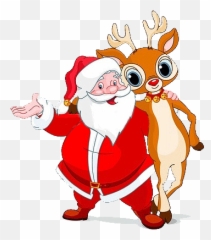 Library Of Reindeer And Santa Graphic Free Download Png - Santa And Reindeer Clipart