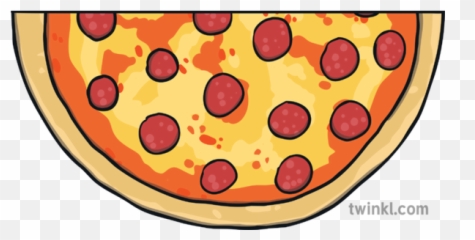 Round Pepperoni Pizza Half Slice 2 Topics Fractions Ks1 - A Clipart png