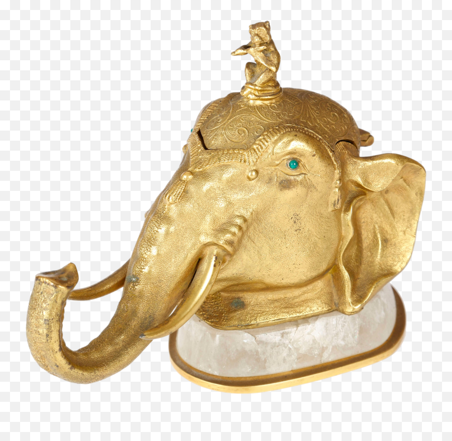 A Victorian Gilt Bronze Elephant Head - Decorative Png,Elephant Head Png