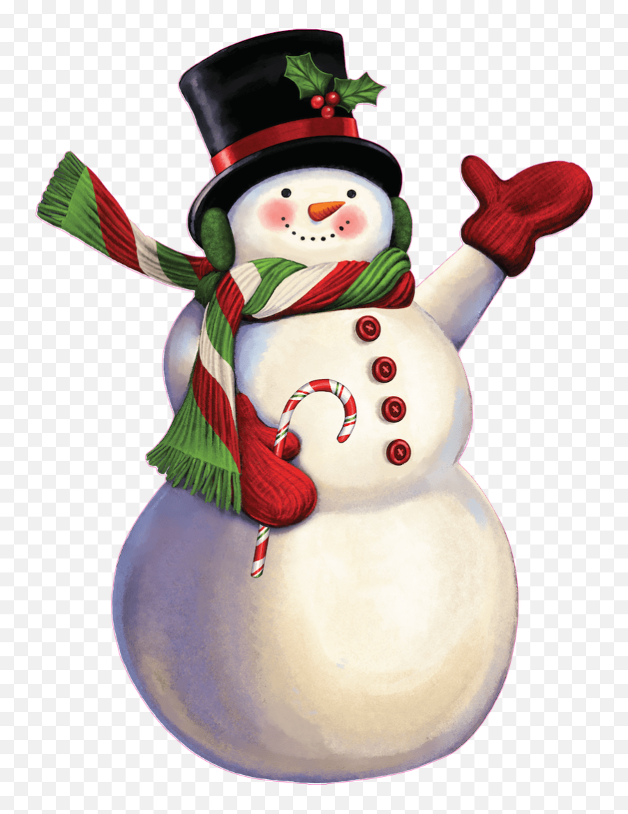 Snowman With Candy Cane And Waving Christmas Yard Art - Happy Png,Snowman Icon Png