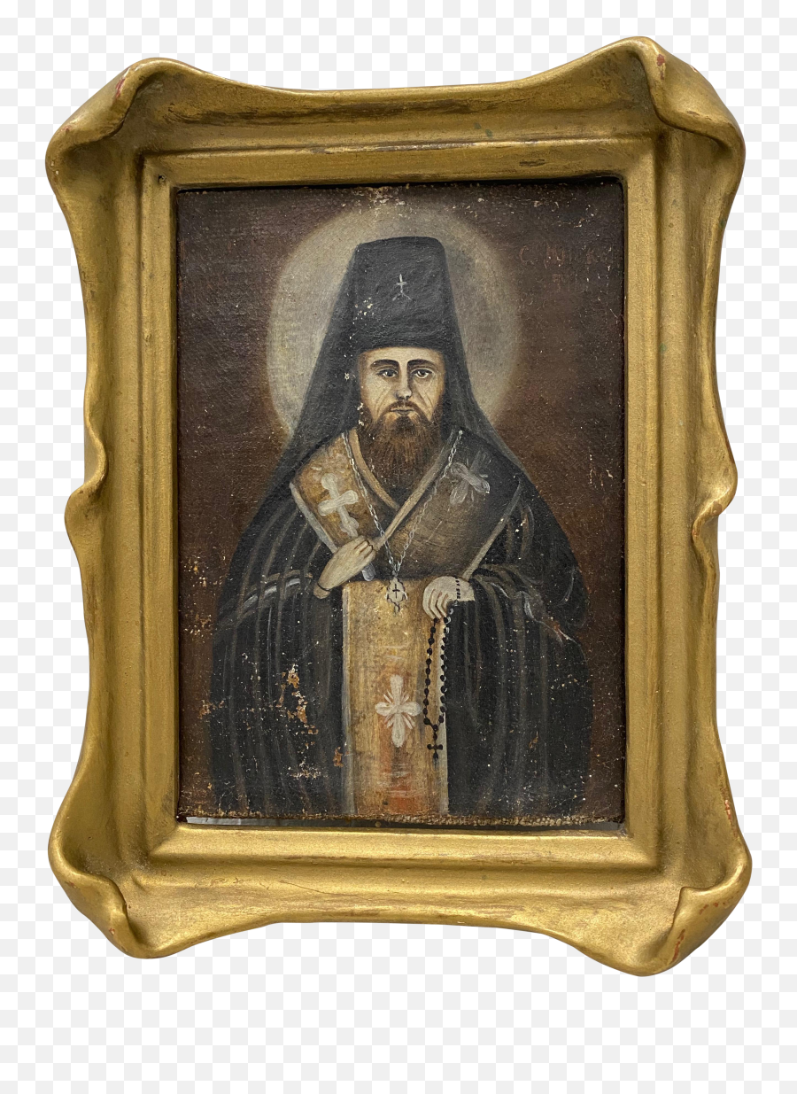 Russian Orthodox Priest Original Oil Painting - Russian Orthodox Priest Painting Png,Antique Russian Orthodox Icon