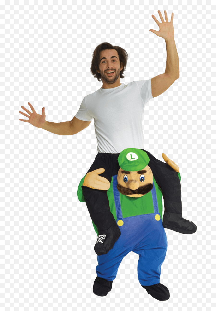 Adult Luigi Super Mario Piggyback Costume - T Rex Piggyback Costume Png,Luigi Plush Png