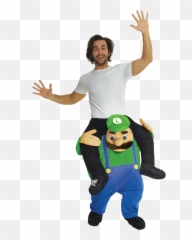 Adult Luigi Super Mario Piggyback Costume - T Rex Piggyback Costume Png,Luigi Plush Png