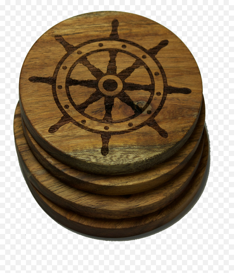 Personalized Ship Steering Wheel Nautical Coasters Set Of 4 - Ship Png,Ships Wheel Icon