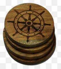 Personalized Ship Steering Wheel Nautical Coasters Set Of 4 - png
