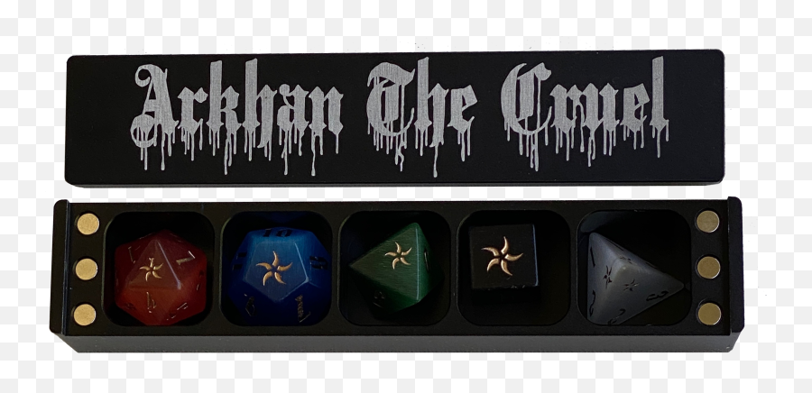 Arkhan The Cruel Chromatic Colored Old School 5 - Dice Set With Black Metal Coffin Png,Two Handed Swordsmen Dnd Icon