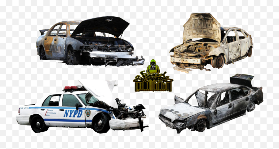 Cars And A Destroyed Us Police Car Png - Destroyed Police Car Png,Police Car Png