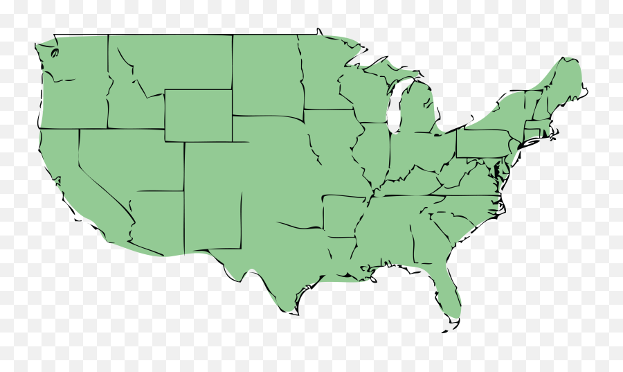 Free Clipart Of A Green United States - Gum Weed Map Png,United States Map Transparent