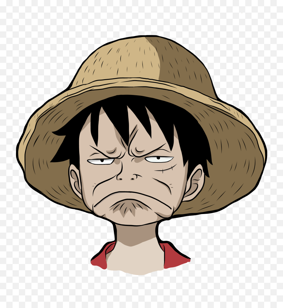 Disappointed Luffy Drawn Using - One Piece Luffy Disappointed Face Png,One Piece Luffy Png
