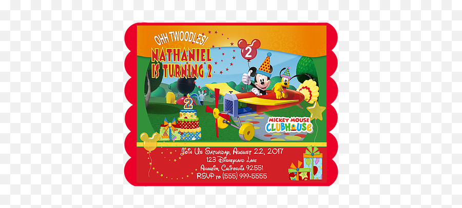 Mickey Mouse Clubhouse Plane Birthday Party Invitation Cherylu0027s Invitations - Mickey Mouse Clubhouse Png,Mickey Mouse Clubhouse Png