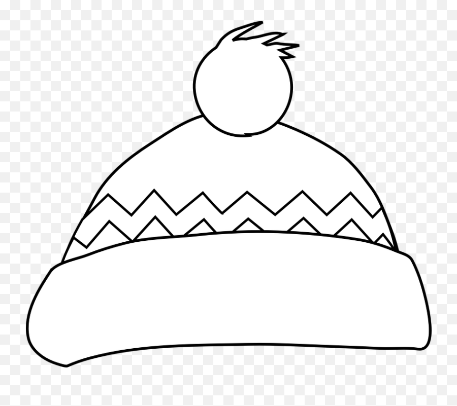 Bobble Cap Hat Winter - Winter Hat Clipart Black And White Png,Winter Hat Png