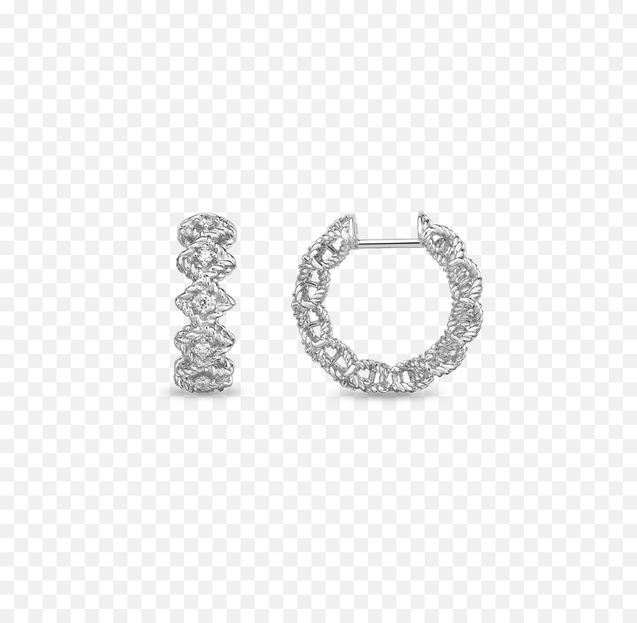 Roberto Coin Round Diamond Hoop Earring - Earring Png,Earring Png