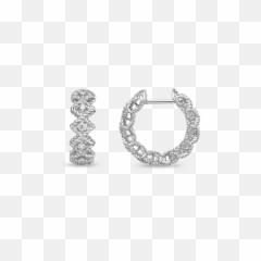 Roberto Coin Round Diamond Hoop Earring - png