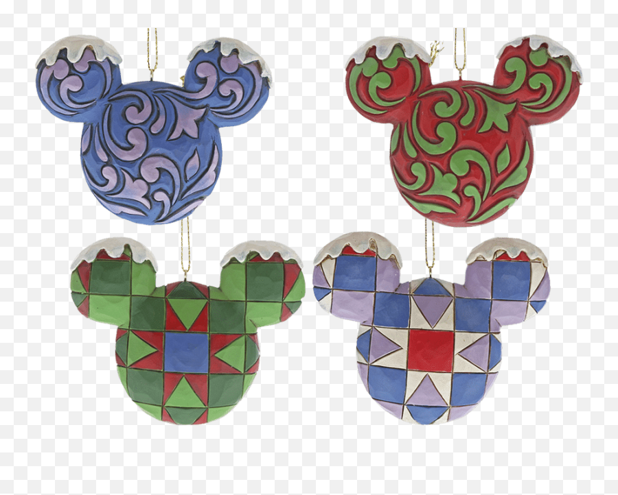 Disney Traditions Mickey Mouse Head Ornament Set - Enesco Mickey Mouse Disney Traditions Hanging Ornaments Set Of 4 Png,Christmas Mickey Icon