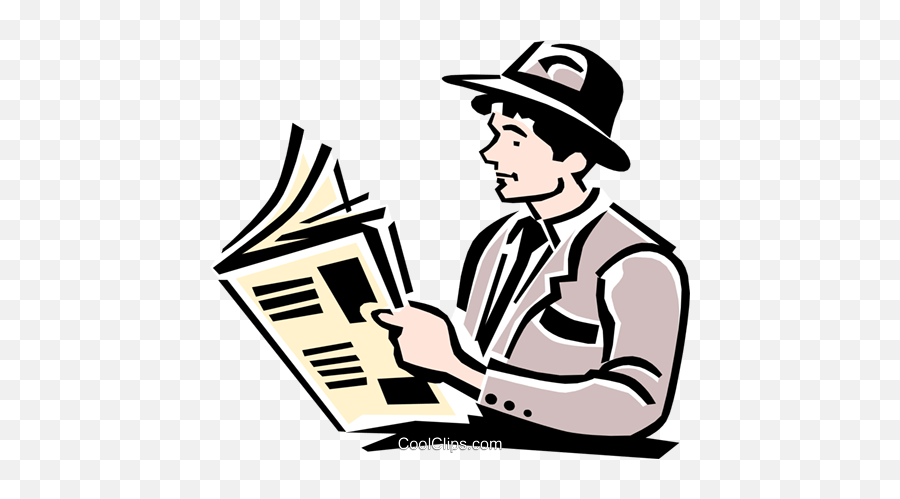 Download Free Png Man Reading Paper Royalty Vector Clip - Men Reading Newspaper Cartoon,Newspaper Clipart Png