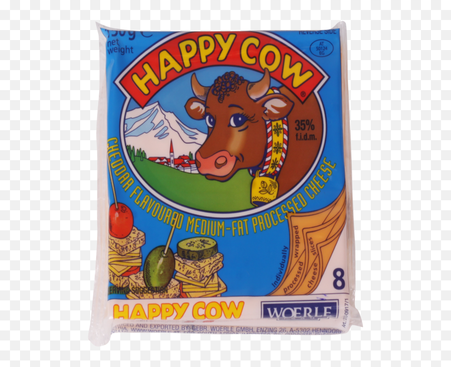 Download Hd Happy Cow Yellow Cheddar Flavoured Cheese Slice - Happy Cow Sliced Emmental Cheese Png,Cheese Slice Png