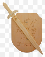 Wooden Sword And Shield With Engraving - Minecraft De Escudo De Madera Png,Sword And Shield Png