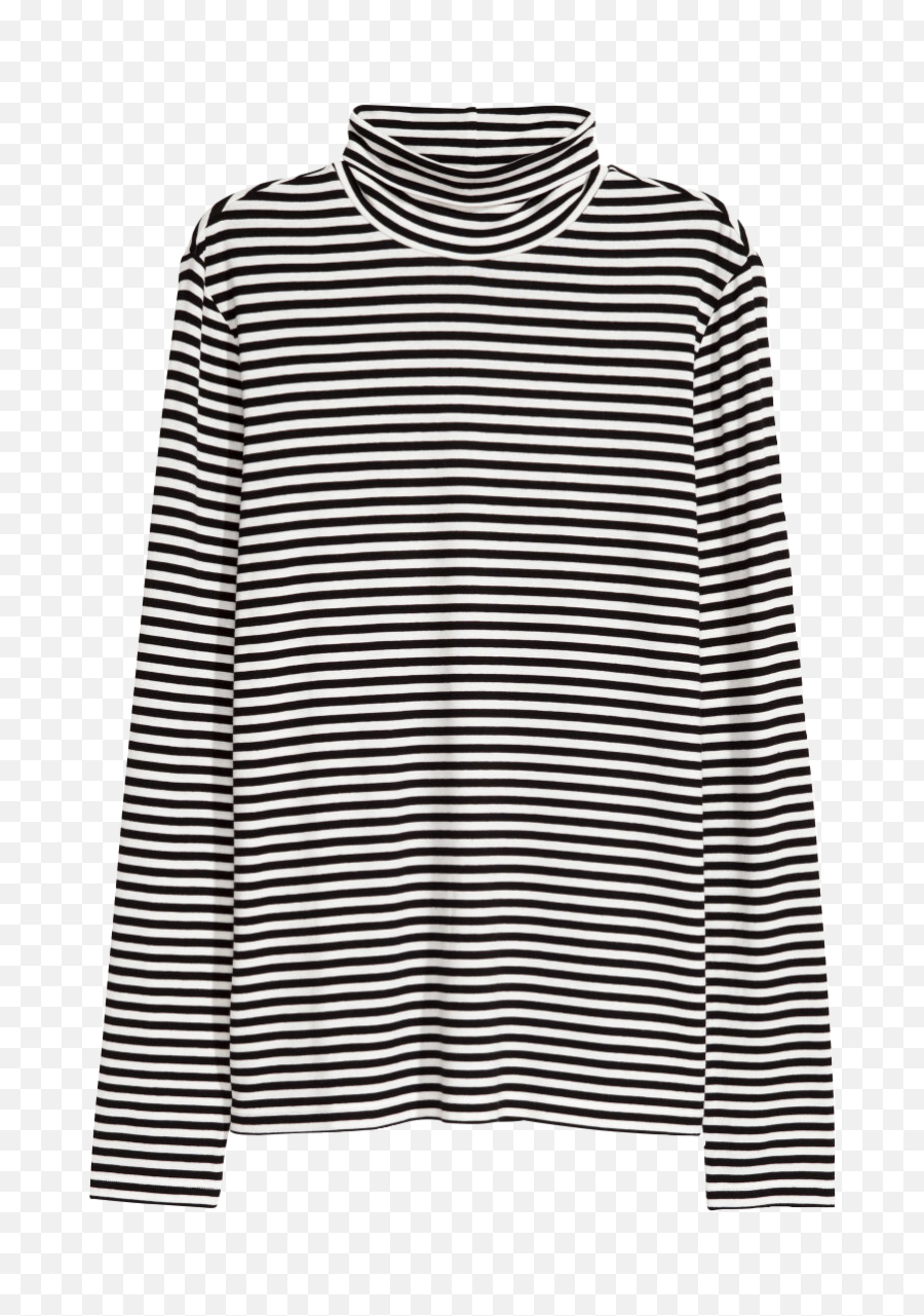 Black White Striped Turtleneck Png - Blouse,White Dress Png
