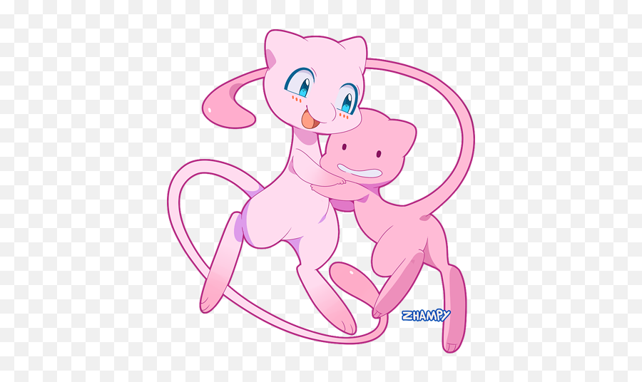 Mew Ditto And Transformed Pokemon Drawn By Zhampy - Fictional Character Png,Ditto Png