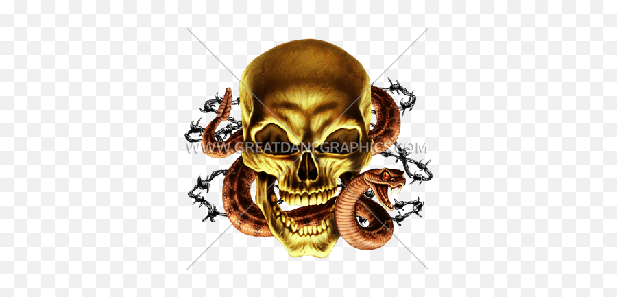 Skull U0026 Snake Production Ready Artwork For T - Shirt Printing Creepy Png,Snake Head Png