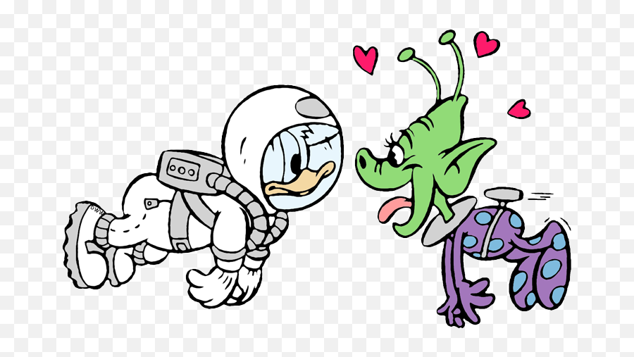 New Astronaut Donald Encountering Lovesick Alien - Cartoon No Bills Png,Realistic Ufo Png