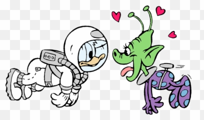 New Astronaut Donald Encountering Lovesick Alien - Cartoon No Bills Png,Realistic Ufo Png