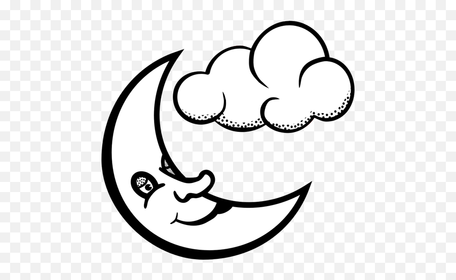 Vector Graphics Of Sleepy Moon And Cloud Public Domain Vectors - Cloud With Rain Clipart Black And White Png,Moon Vector Icon