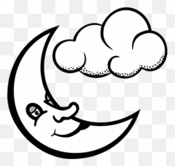 Vector Graphics Of Sleepy Moon And Cloud Public Domain Vectors - Cloud With Rain Clipart Black And White png
