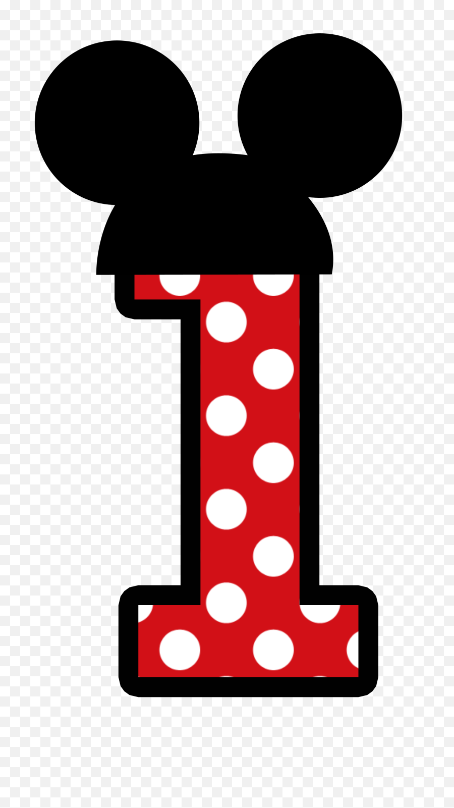 Download Numbers Clipart Minnie Mouse - Png Numero Minnie Mickey Mouse Number 1,Minnie Ears Png