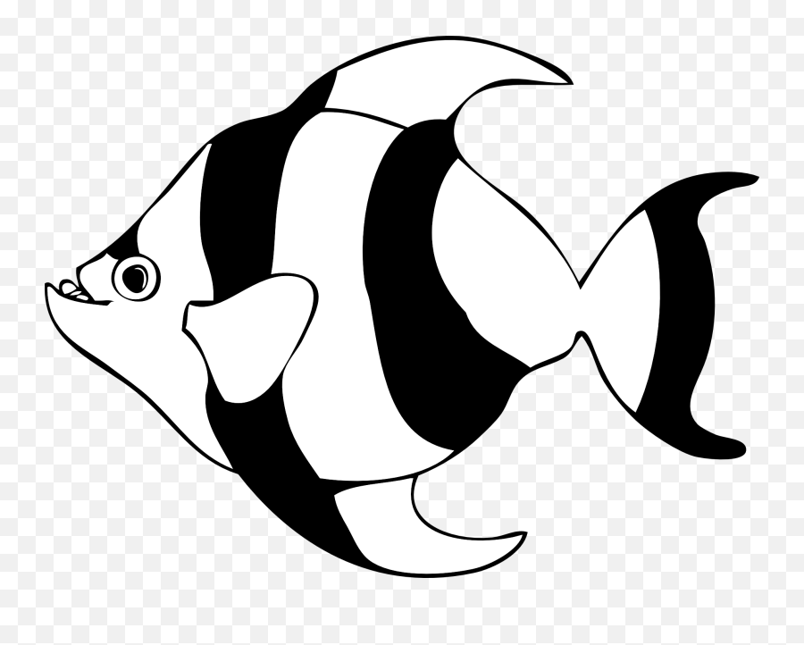 Fish Outline Clipart Free - Fish Clipart Black And White Png,Fish Outline Png