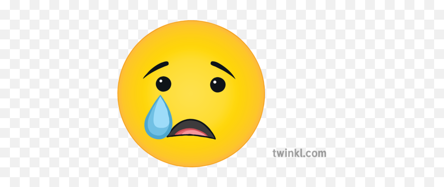 Single Tear Crying Emoji Emoticon Ks3 Ks4 Illustration - Twinkl Happy Png,Laughing Crying Emoji Png