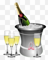 Download Champagne - Bottle And Glasses Clipart png