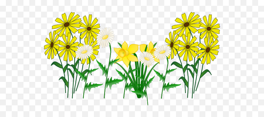 Some Flowers Clip Art - Vector Clip Art Online Transparent Yellow Flowers Cartoon Png,Flower Garden Png