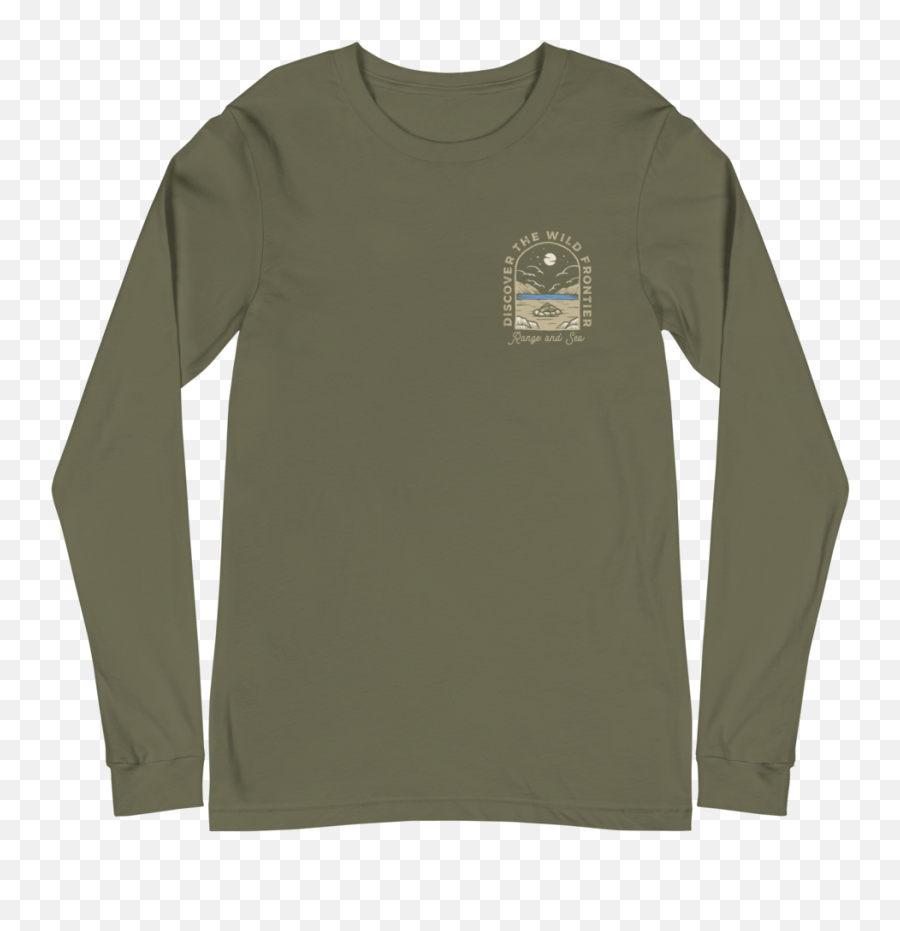 Discover The Wild Frontier Long Sleeve T - Shirt U2014 Range U0026 Sea Outdoor Goods U0026 Apparel Apparel Olive Green Long Sleeve Shirt Png,Nike Sb Icon T Shirt