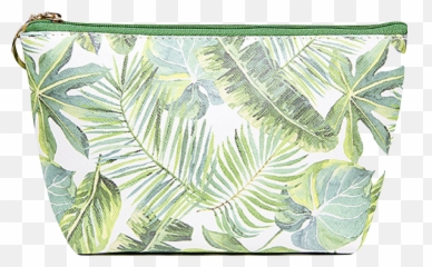 Download Tropical Leaf Pouch Cosmetic Bag - Green Palm White And png