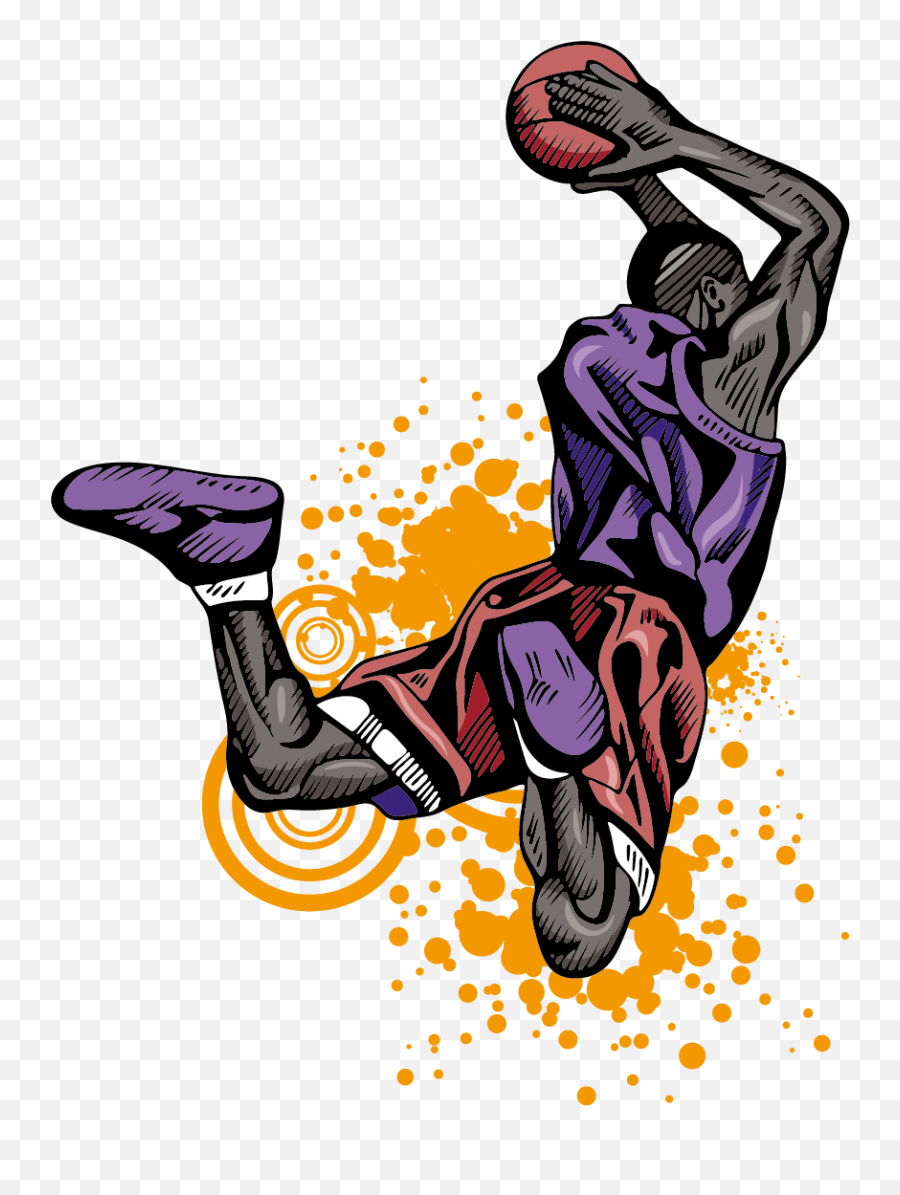 Basketball Player Slam Dunk Athlete - Basketball Dunk Clipart Png,Nba Player Logos