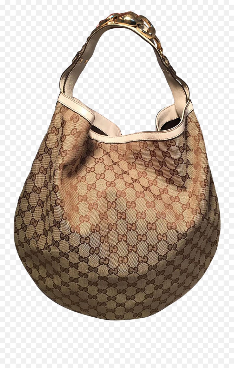 Gucci Gg Monogram Canvas And Beige Leather Hobo Shoulder Bag - Gucci Messenger Bag Png,Gucci Hat Png