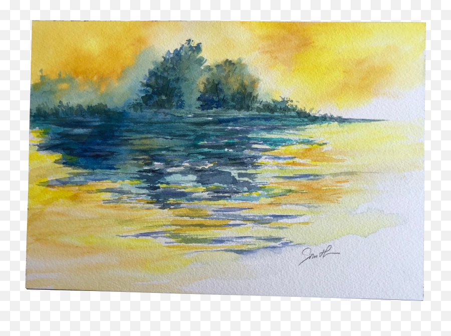 Contemporary Nancy Smith Original Landscape U201cglowu201d - Watercolor Paint Png,Yellow Glow Png