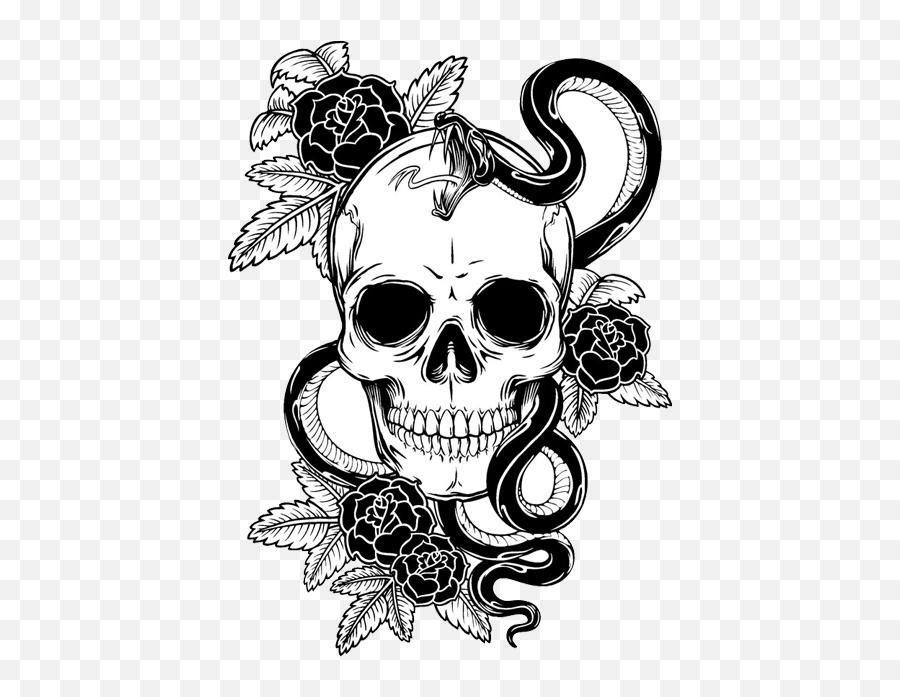 Download Tattoo Flower Skull Calavera T - Shirt Snake Clipart Snake And Skull Tattoos Png,Calavera Png