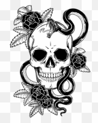 Download Tattoo Flower Skull Calavera T - Shirt Snake Clipart Snake And Skull Tattoos Png,Calavera Png