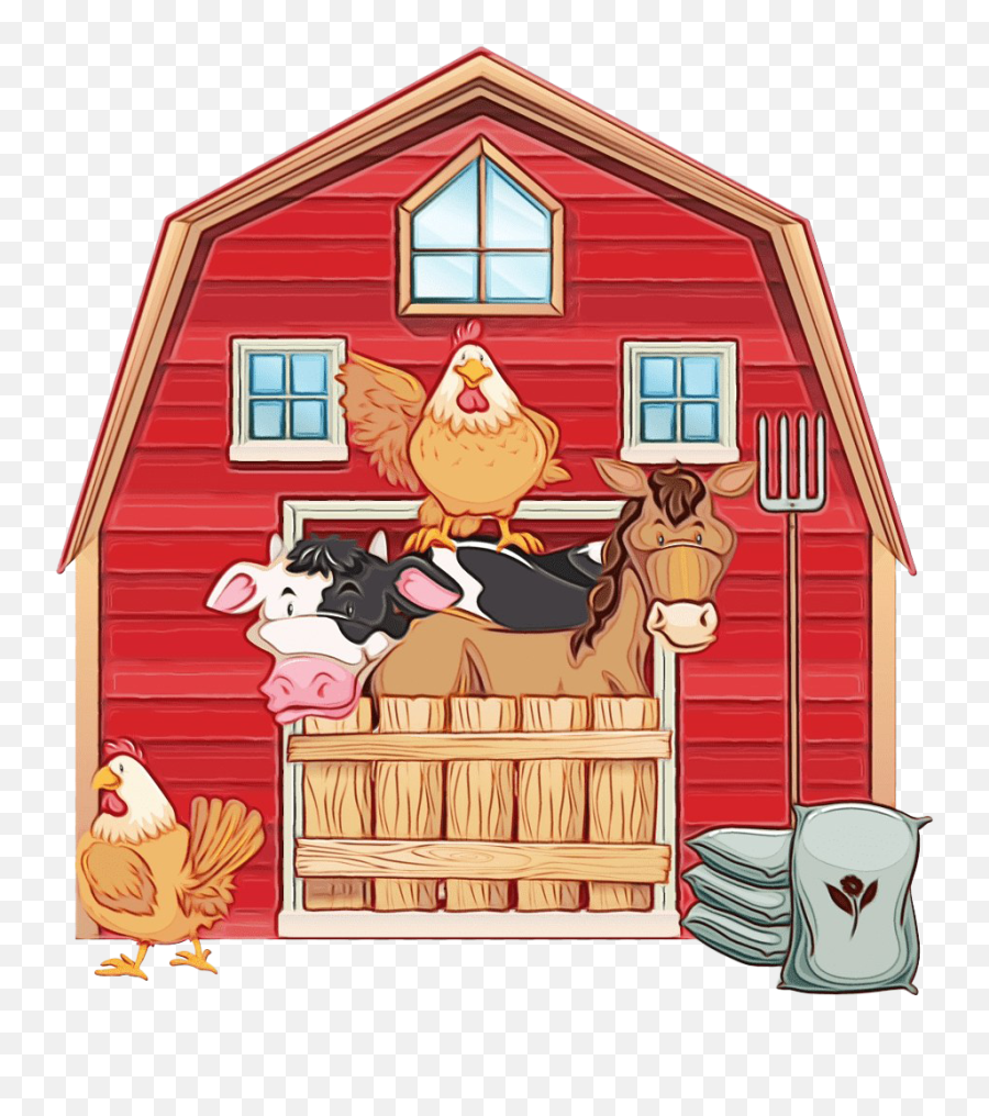 Red Barn Png Picture - Barn With Farm Animals Clipart,Barn Png