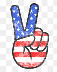 Patriotic American Flag Peace Sign Hand 4th Of July - Peace Sign png