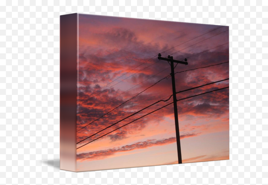 Sunset Clouds With Telephone Pole - Telephone Pole Sunset Painting Png,Telephone Pole Png
