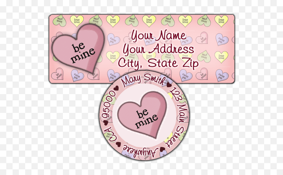 Be Mine Candy Heart Return Address Label Primfection Designs - Girly Png,Candy Hearts Png