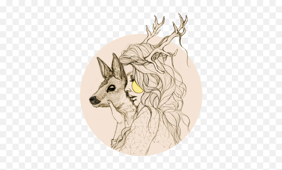 Download Girl Drawingspencil - Deer Drawing Png,Deer Icon Tumblr