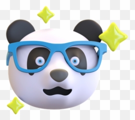 Premium Panda Wearing Funny Glasses Emoji 3d Illustration - Happy png