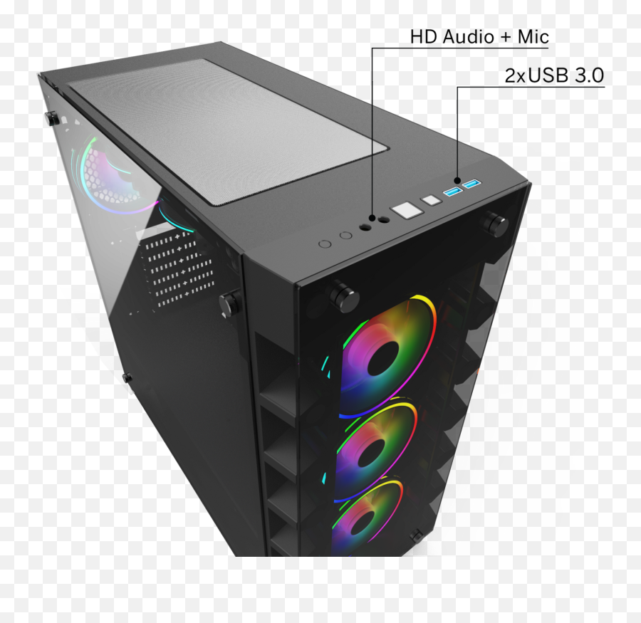 Gelid Solutions Black Diamond - Power Boost X 59 Rgb 650w Tempered Glass Usb Mid Png,Fan Icon On Computer Case