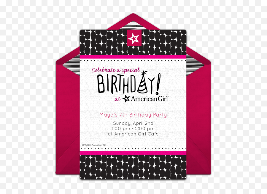 Free American Girl Birthday Online Invitation - Punchbowlcom Flyer Png,American Girl Png