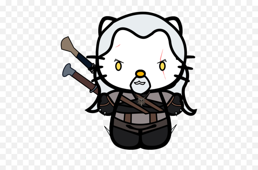 Hello Geralt Kitty And The Witcher Crossover - The Clip Art Png,Geralt Png